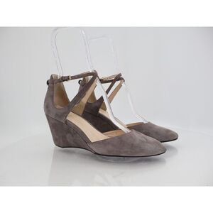 Cole Haan Women's Lacey Suede Wedge Ankle Strap Size 8.5 Gray Pump